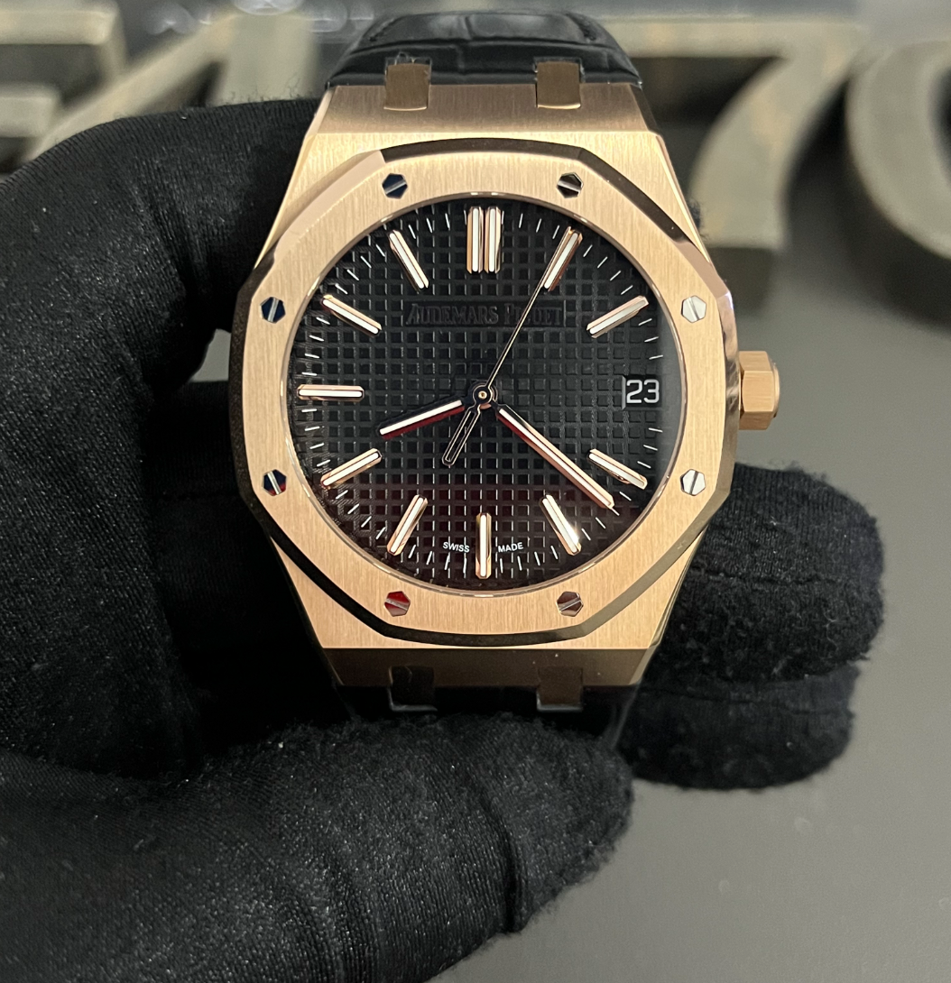 Royal Oak Leather Strap Gold (Black)
