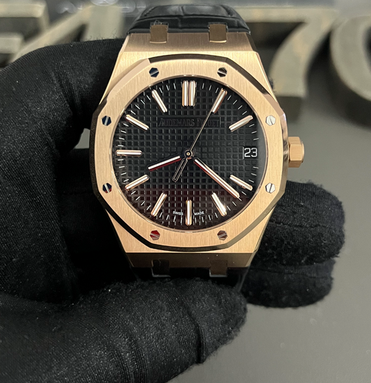 Royal Oak Leather Strap Gold (Black)